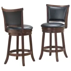 Contemporary Home Living Set of 2 Black and Brown Solid Swivel Counter Stools 39"