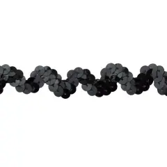 Belagio Sequin Trim, 0.63" Wide, Zig Zag Design, Black, 25-Yard Bolt