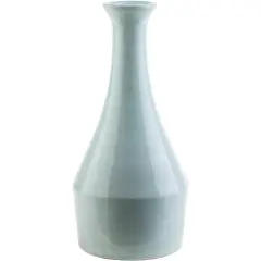 Diva At Home Trumpet Shiny Mint Blue Decorative Table Top Ceramic Vase 13.25"