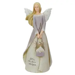 Roman Heavenly Blessings Collection "Bless This Home" Angel Figurine - 8.5" Purple