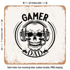 DECORATIVE METAL SIGN - Gamer Dad - 3 - Vintage Rusty Look