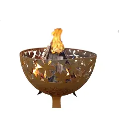 Esschert Design 24" Bronze Leaves Rustic Finish Outdoor Fire Bowl - Large