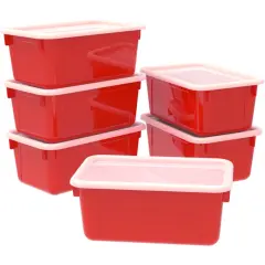 Small Cubby Bin, with Cover, Classroom Red (Case of 5)