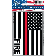 DC0041 Black U.S. Fire Dept. Flag w/ Red Line Sticker (3''x4.25'')