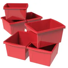 4 Gallon (15L) Classroom Storage Bin, Red (Case of 6)