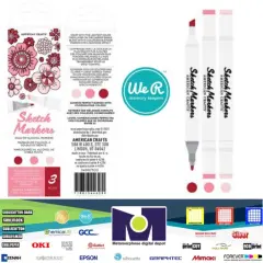 American Crafts - Sketch Markers Collection - Dual Tip - Chisel and Fine Point - Antique Rose 3 Pack 34007533