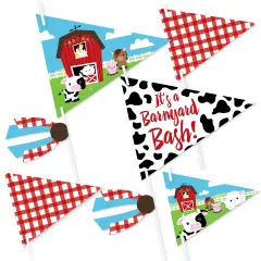 Big Dot of Happiness Farm Animals - Triangle Barnyard Baby Shower or Birthday Party Photo Props - Pennant Flag Centerpieces - Set of 20