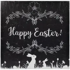 Northlight Black and White Happy Easter Bunnies Canvas Wall Art, 17.75" x 17.75"