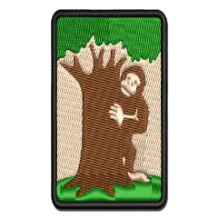 Bigfoot Sasquatch Hiding Behind Tree Multi-Color Embroidered Iron-On or Hook & Loop Patch Applique