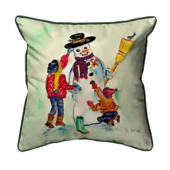 Betsy Drake Snowman Small Indoor/Outdoor Pillow 12x12