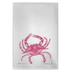 Betsy Drake Pink Crab Guest Towel