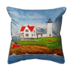 Betsy Drake Nubble Lighthouse Large Indoor/Outdoor Pillow 16x20 Multicolor