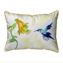Betsy Drake Hummingbird & Yellow Flower Large Pillow 16x20
