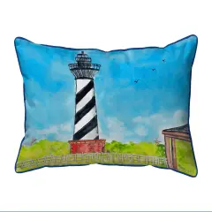 Betsy Drake Hatteras Lighthouse Extra Large Corded Indoor/Outdoor Pillow 20x24 Multicolor