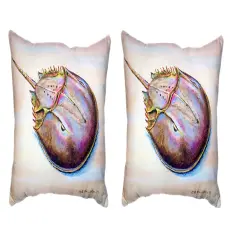 Pair Of Betsy Drake Horseshoe Crab No Cord Pillows 16 X 20