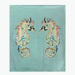 Betsy Drake Aqua Betsy's Seahorses Throw Multicolor