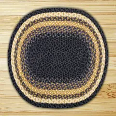 Earth Rugs C-79 Lt. Blue / Dk. Blue / Mustard Oval Braided Rug 2 Feet x 8 Feet
