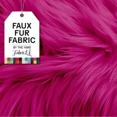 FabricLA | Shaggy Faux Fur | Fabric by The Yard | 36" X 60" Inch Wide | Craft Furry Fabric | Sewing, Apparel, Rugs, Pillows & More | Faux Fluffy Fabric | Fuchsia, 1 Yard