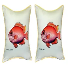 Pair of Betsy Drake Pink Pig Small Indoor/Outdoor Pillows