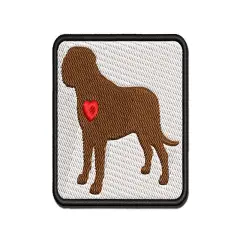 English Mastiff Dog with Heart Multi-Color Embroidered Iron-On or Hook & Loop Patch Applique