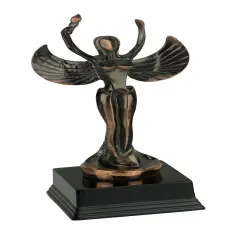 Polished Bronze Finish Abstract Angel Holding Torch Light Statue