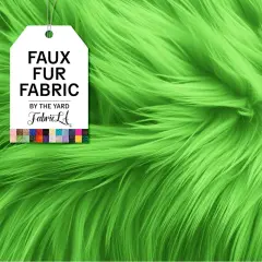 FabricLA | Shaggy Faux Fur | Fabric by The Yard | 144" X 60" Inch Wide | Craft Furry Fabric | Sewing, Apparel, Rugs, Pillows & More | Faux Fluffy Fabric | Lime Green, 4 Yard
