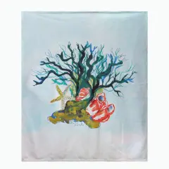 Betsy Drake Starfish Coral Shells Throw Multicolor