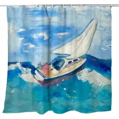 Betsy Drake Betsy's Sailboat Shower Curtain