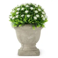 Artificial Plastic Potted Plant Mini Topiary Plants Desk Office Home Decor White