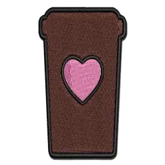 Coffee Cup Carafe with Heart Multi-Color Embroidered Iron-On or Hook & Loop Patch Applique