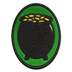 Lucky Pot of Gold Saint Patrick's Day Multi-Color Embroidered Iron-On or Hook & Loop Patch Applique