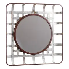 Irvins Country Tinware Metal Tobacco Basket Wall Mirror Grey