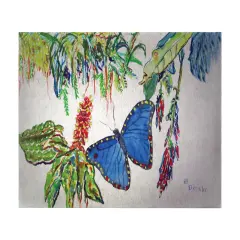 Betsy Drake Morpho Butterfly and Flowers 30 X 50 Inch Comfort Floor Mat