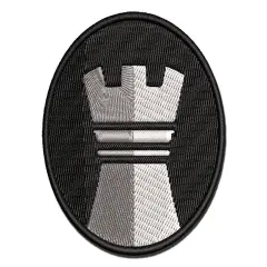 Chess Piece White Rook Multi-Color Embroidered Iron-On or Hook & Loop Patch Applique