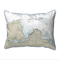 Betsy Drake Clayton, NY Nautical Map Large Corded Indoor/Outdoor Pillow 16x20