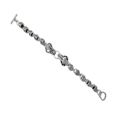 Chrome Plated Double Snake Link Toggle Clasp Bracelet