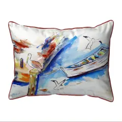 Betsy Drake Rowboat & Birds Extra Large Pillow 20 X 24
