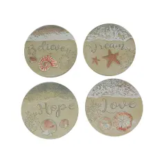 Coastal Beach Inspirational Garden Sculpture Decorative Wall Art Decor Set