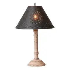 Gatlin Wood Table Lamp in Buttermilk - Textured Metal Shade - Irvin's Tinware