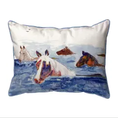 Betsy Drake Chincoteague Ponies Indoor/Outdoor Pillow 16x20 Multicolor