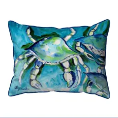 Betsy Drake White Crabs Extra Large Zippered Pillow 20x24 Multicolor