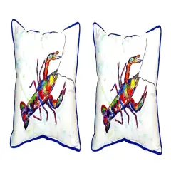 Pair of Betsy Drake Crayfish Large Indoor/Outdoor Pillows 16 Inch X 20 Inch
