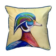 Betsy Drake Mr. Wood Duck Large Indoor/Outdoor Pillow 18x18 Multicolor