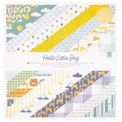 American Crafts Double-Sided Paper Pad 12"X12" 24/Pkg-Gold Foil, Hello Little Boy
