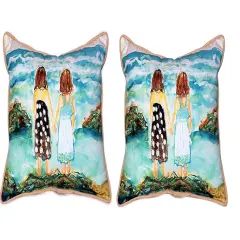 Pair of Betsy Drake Twins on Rocks Large Indoor/Outdoor Pillows