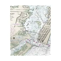 Betsy Drake Ocean City Inlet, VA Nautical Map Beach Towel Multicolor