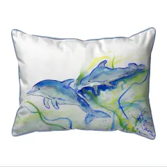 Betsy Drake Betsy's Dolphins Extra Large 20 X 24 Indoor / Outdoor Pillow