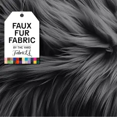 FabricLA | Shaggy Faux Fur | Fabric by The Yard | 72" X 60" Inch Wide | Craft Furry Fabric | Sewing, Apparel, Rugs, Pillows & More | Faux Fluffy Fabric | Dark Gray, 2 Yard