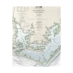 Betsy Drake Beaufort Inlet and Part of Core Sound, NC Nautical Map Beach Towel Multicolor