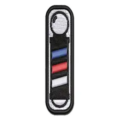 Barber Pole Icon Multi-Color Embroidered Iron-On or Hook & Loop Patch Applique